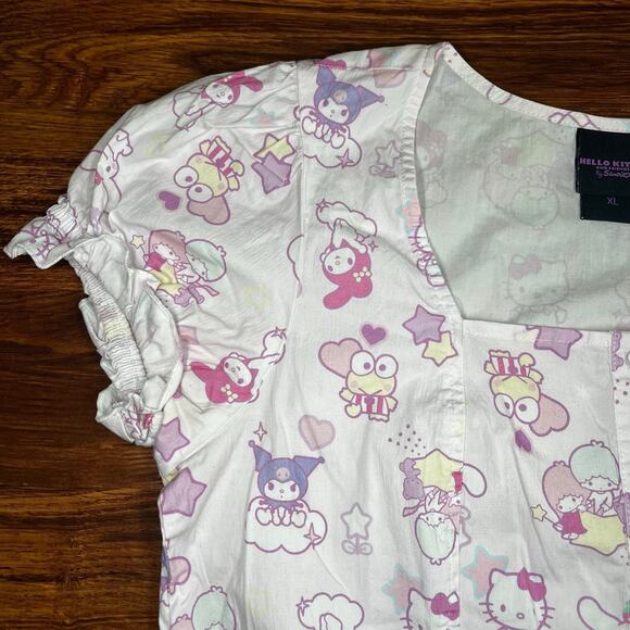 Hello Kitty And Friends Pastel Ruffle Button-Up Top Size XL - Picture 5 of 7
